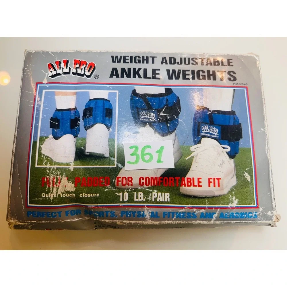 All Pro Weight Adjustable Ankle Weights 10 lb Pair Blue Model 400 Contour-Foam